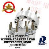 8x6.5 (8x165.1) to 8x170 116.7mm (CHEVROLET/GMC/HUMMER) US MADE Wheel Lug Adapters x 2pcs.