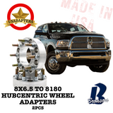 8x6.5 (8x165.1) to 8x180 / 116.7/124.1mm (CHEVROLET/GMC/HUMMER) USA MADE Wheel Adapters Hubcentric x 2pcs.